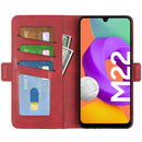 For Samsung Galaxy M22 Dual-side Magnetic Buckle Horizontal Flip Leather Case with Holder & Card Slots & Wallet(Red)