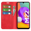 For Samsung Galaxy M22 Retro-skin Magnetic Suction Leather Case with Holder & Card Slots & Wallet(Red)