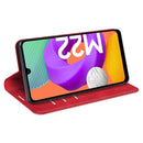 For Samsung Galaxy M22 Retro-skin Magnetic Suction Leather Case with Holder & Card Slots & Wallet(Red)