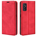 For Samsung Galaxy M52 5G Retro-skin Magnetic Suction Leather Case with Holder & Card Slots & Wallet(Red)