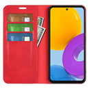 For Samsung Galaxy M52 5G Retro-skin Magnetic Suction Leather Case with Holder & Card Slots & Wallet(Red)