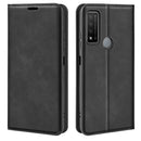 For TCL 20 R 5G Retro-skin Business Magnetic Suction Phone Leather Case with Holder & Card Slots & Wallet(Black)