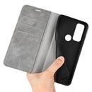 For TCL 20 R 5G Retro-skin Business Magnetic Suction Phone Leather Case with Holder & Card Slots & Wallet(Grey)