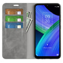For TCL 20 R 5G Retro-skin Business Magnetic Suction Phone Leather Case with Holder & Card Slots & Wallet(Grey)