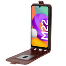 For Samsung Galaxy M22 R64 Texture Single Vertical Flip Leather Protective Case with Card Slots & Photo Frame(Brown)