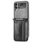 For Samsung Galaxy Z Flip 3 5G Diagonal Lanyard Embossed Card Phone Case(Black)