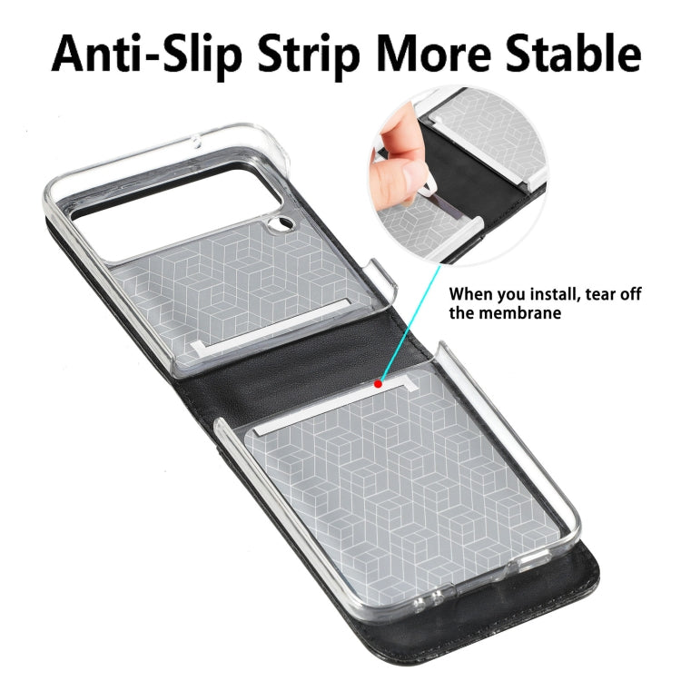 For Samsung Galaxy Z Flip 3 5G Diagonal Lanyard Embossed Card Phone Case(Black)