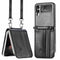 For Samsung Galaxy Z Flip 3 5G Diagonal Lanyard Embossed Card Phone Case(Black)