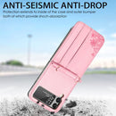 For Samsung Galaxy Z Flip 3 5G Diagonal Lanyard Embossed Card Phone Case(Pink)