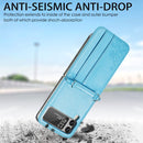 For Samsung Galaxy Z Flip 3 5G Diagonal Lanyard Embossed Card Phone Case(Blue)