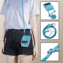For Samsung Galaxy Z Flip 3 5G Diagonal Lanyard Embossed Card Phone Case(Blue)