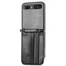 For Samsung Galaxy Z Flip 5G Diagonal Lanyard Embossed Card Phone Case(Black)