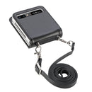 For Samsung Galaxy Z Flip 5G Diagonal Lanyard Embossed Card Phone Case(Black)