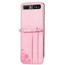 For Samsung Galaxy Z Flip 5G Diagonal Lanyard Embossed Card Phone Case(Pink)