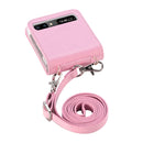For Samsung Galaxy Z Flip 5G Diagonal Lanyard Embossed Card Phone Case(Pink)