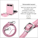 For Samsung Galaxy Z Flip 5G Diagonal Lanyard Embossed Card Phone Case(Pink)