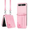 For Samsung Galaxy Z Flip 5G Diagonal Lanyard Embossed Card Phone Case(Pink)