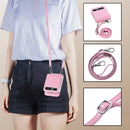 For Samsung Galaxy Z Flip 5G Diagonal Lanyard Embossed Card Phone Case(Pink)
