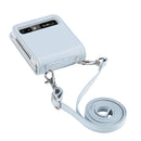 For Samsung Galaxy Z Flip 5G Diagonal Lanyard Embossed Card Phone Case(Silver)