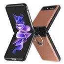For Samsung Galaxy Z Flip Litchi Folding Ring Buckle Phone Case(Brown)