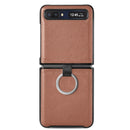 For Samsung Galaxy Z Flip Litchi Folding Ring Buckle Phone Case(Brown)