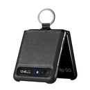 For Samsung Galaxy Z Flip Litchi Folding Ring Buckle Phone Case(Black)