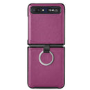 For Samsung Galaxy Z Flip Litchi Folding Ring Buckle Phone Case(Purple)