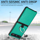 For Samsung Galaxy Z Flip Litchi Folding Ring Buckle Phone Case(Green)