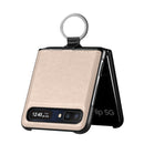 For Samsung Galaxy Z Flip Litchi Folding Ring Buckle Phone Case(Gray)