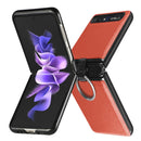 For Samsung Galaxy Z Flip Litchi Folding Ring Buckle Phone Case(Orange)