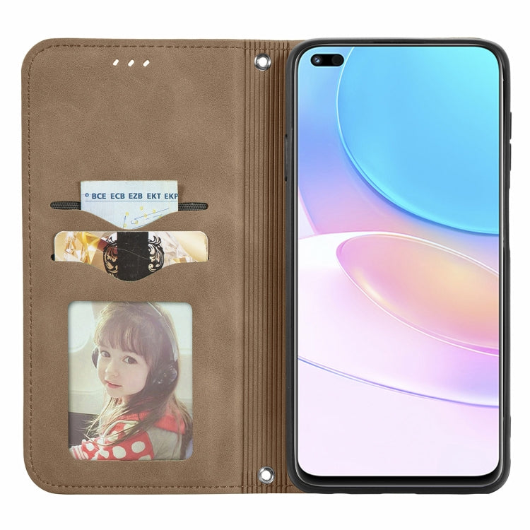 For Huawei nova 8i Retro Skin Feel Magnetic Horizontal Flip Leather Case with Holder & Card Slots & Wallet & Photo Frame(Brown)