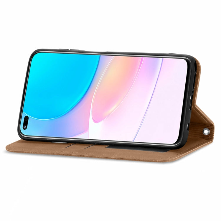 For Huawei nova 8i Retro Skin Feel Magnetic Horizontal Flip Leather Case with Holder & Card Slots & Wallet & Photo Frame(Brown)