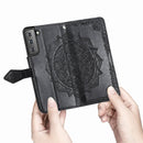 For Samsung Galaxy S22 5G Mandala Flower Embossed Horizontal Flip Leather Case with Holder & Card Slots & Wallet & Lanyard(Black)