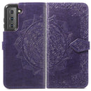 For Samsung Galaxy S22 5G Mandala Flower Embossed Horizontal Flip Leather Case with Holder & Card Slots & Wallet & Lanyard(Purple)