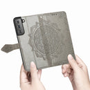 For Samsung Galaxy S22 5G Mandala Flower Embossed Horizontal Flip Leather Case with Holder & Card Slots & Wallet & Lanyard(Gray)
