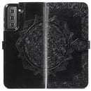 For Samsung Galaxy S22+ 5G Mandala Flower Embossed Horizontal Flip Leather Case with Holder & Card Slots & Wallet & Lanyard(Black)