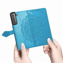 For Samsung Galaxy S22+ 5G Mandala Flower Embossed Horizontal Flip Leather Case with Holder & Card Slots & Wallet & Lanyard(Blue)