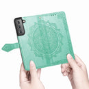 For Samsung Galaxy S22+ 5G Mandala Flower Embossed Horizontal Flip Leather Case with Holder & Card Slots & Wallet & Lanyard(Green)