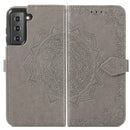 For Samsung Galaxy S22+ 5G Mandala Flower Embossed Horizontal Flip Leather Case with Holder & Card Slots & Wallet & Lanyard(Gray)
