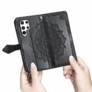 For Samsung Galaxy S22 Ultra 5G Mandala Flower Embossed Horizontal Flip Leather Case with Holder & Card Slots & Wallet & Lanyard(Black)