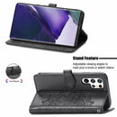 For Samsung Galaxy S22 Ultra 5G Mandala Flower Embossed Horizontal Flip Leather Case with Holder & Card Slots & Wallet & Lanyard(Black)
