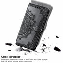 For Samsung Galaxy S22 Ultra 5G Mandala Flower Embossed Horizontal Flip Leather Case with Holder & Card Slots & Wallet & Lanyard(Black)