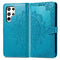 For Samsung Galaxy S22 Ultra 5G Mandala Flower Embossed Horizontal Flip Leather Case with Holder & Card Slots & Wallet & Lanyard(Blue)