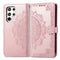 For Samsung Galaxy S22 Ultra 5G Mandala Flower Embossed Horizontal Flip Leather Case with Holder & Card Slots & Wallet & Lanyard(Rose Gold)