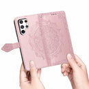 For Samsung Galaxy S22 Ultra 5G Mandala Flower Embossed Horizontal Flip Leather Case with Holder & Card Slots & Wallet & Lanyard(Rose Gold)