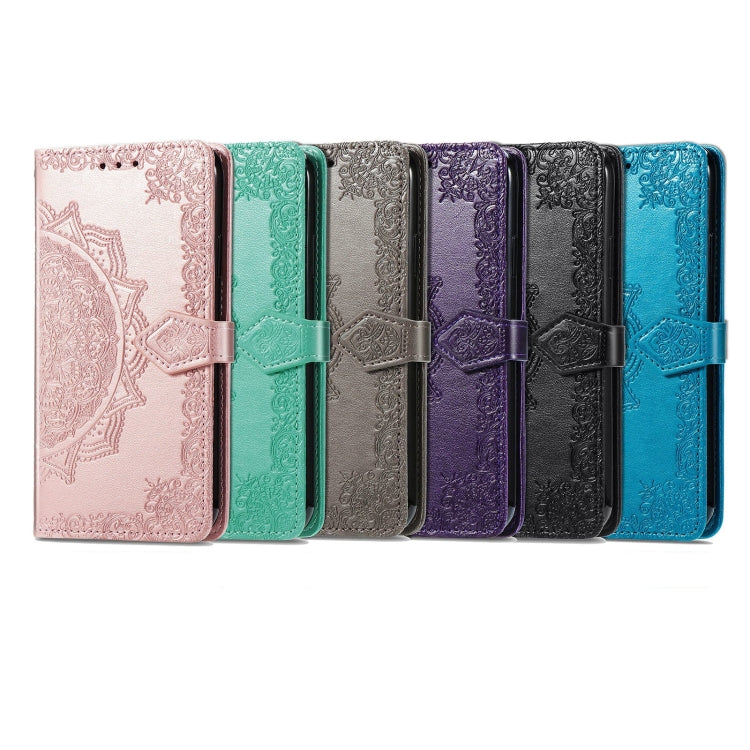 For Samsung Galaxy S22 Ultra 5G Mandala Flower Embossed Horizontal Flip Leather Case with Holder & Card Slots & Wallet & Lanyard(Black)