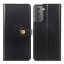 For Samsung Galaxy S22 5G Solid Color Leather Buckle Phone Case(Black)