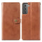For Samsung Galaxy S22 5G Solid Color Leather Buckle Phone Case(Brown)