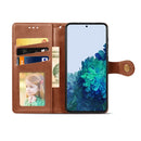For Samsung Galaxy S22 5G Solid Color Leather Buckle Phone Case(Brown)