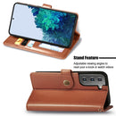 For Samsung Galaxy S22 5G Solid Color Leather Buckle Phone Case(Brown)
